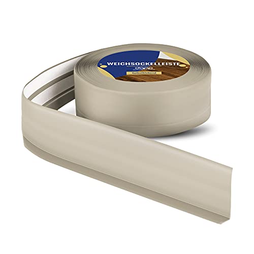 DQ-PP WEICHSOCKELLEISTE | 30m (2x15m) | beige | 50x15mm | PVC | selbstklebend | Knickwinkel Fussleisten Gummileiste Sockelleiste Winkelprofil Abschlussleiste Bodenleiste von DQ-PP