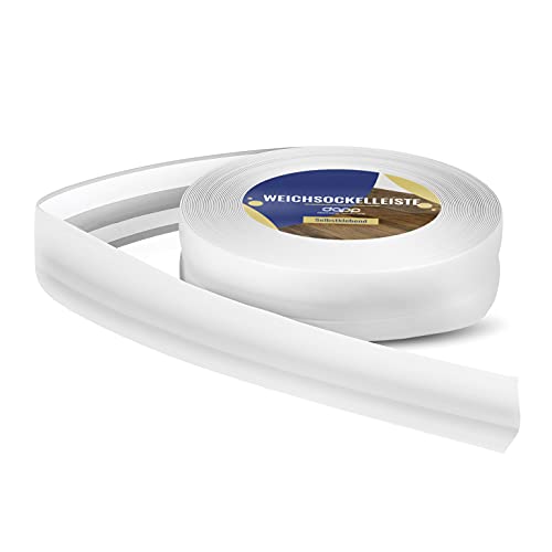 DQ-PP WEICHSOCKELLEISTE | 40m (2x20m) | weiss | 32x23mm | PVC | selbstklebend | Knickwinkel Fussleisten Gummileiste Sockelleiste Winkelprofil Abschlussleiste Bodenleiste von DQ-PP