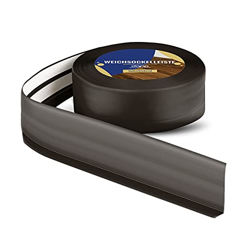 DQ-PP WEICHSOCKELLEISTE | 50m (2x25m) | schokolade | 50x15mm | PVC | selbstklebend | Knickwinkel Fussleisten Gummileiste Sockelleiste Winkelprofil Abschlussleiste Bodenleiste von DQ-PP