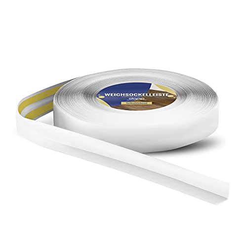 DQ-PP WEICHSOCKELLEISTE | 5m | Weiss | 18x18mm | PVC | selbstklebend | Knickwinkel Fussleisten Gummileiste Sockelleiste Winkelprofil Abschlussleiste Bodenleiste von DQ-PP