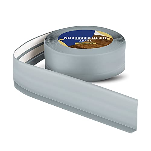 DQ-PP WEICHSOCKELLEISTE | 75m (3x25m) | ashgrau | 50x15mm | PVC | selbstklebend | Knickwinkel Fussleisten Gummileiste Sockelleiste Winkelprofil Abschlussleiste Bodenleiste von DQ-PP