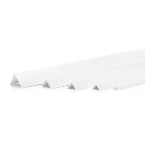 DQ-PP WINKELPROFIL – Größe: 20x10mm – Länge: 20m (10x 2m) – Farbe: Weiss – Material: PVC – Kunststoff Winkelleiste – Außenecke Kantenschutz Wand Eckprofil Kunststoffwinkel L-Profil von DQ-PP