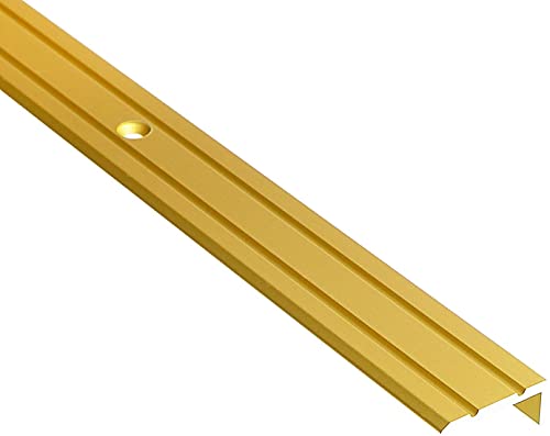 DQ-PP Winkelprofil | Profilmaße - 25mm x 10mm gebohrt inkl. Schrauben | Gold | 100cm | Aluminium | 1m | Winkelleiste | Abschlussprofil | Treppenkantenprofil | Treppenabschluss von DQ-PP