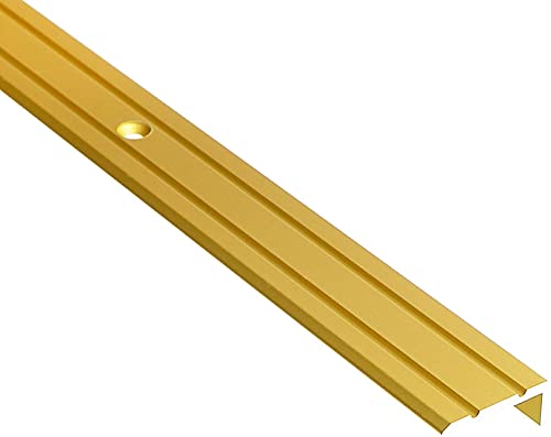 DQ-PP Winkelprofil | Profilmaße - 25mm x 10mm gebohrt inkl. Schrauben | Gold | 200cm | Aluminium | 2m | Winkelleiste | Abschlussprofil | Treppenkantenprofil | Treppenabschluss von DQ-PP