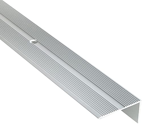 DQ-PP Winkelprofil | Profilmaße - 40mm x 20mm gebohrt inkl. Schrauben | Silber | 100cm | Aluminium | 1m | Winkelleiste | Abschlussprofil | Treppenkantenprofil | Treppenabschluss von DQ-PP