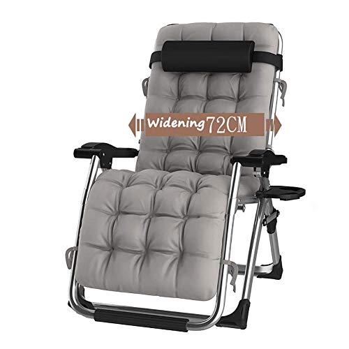 DQCHAIR Komfortable Schwerelosigkeit Recliner Terrasse Faltbare Einstellbare Recliner Outdoor-Büro Strand Recliner Extra breite Terrasse Liegestuhl Mit Kissen (Color : Gray) von DQCHAIR