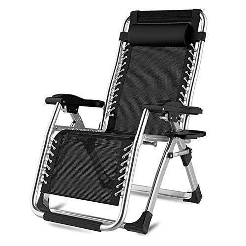 DQCHAIR Übergroßer Garten, Der for Schwere Leute Stützt, Patio-Klappstühle Mit Becherhaltern, Tragbarer Sonnenliege-Nullgravity-Stuhl, Unterstützung 200kg (Color : No mat) von DQCHAIR