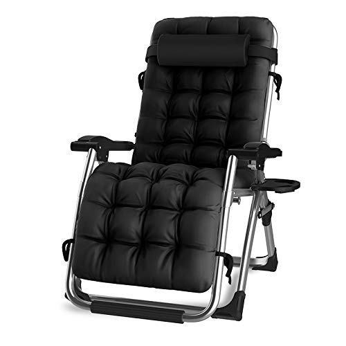DQCHAIR Übergroßer Garten, Der for Schwerlastmenschen, Nullgravitation-Sonnenliege-Stuhl for Im Freienpatio-Rasen-Plattform-tragbare Stühle, Unterstützung 200kg Stützt (Color : Black) von DQCHAIR