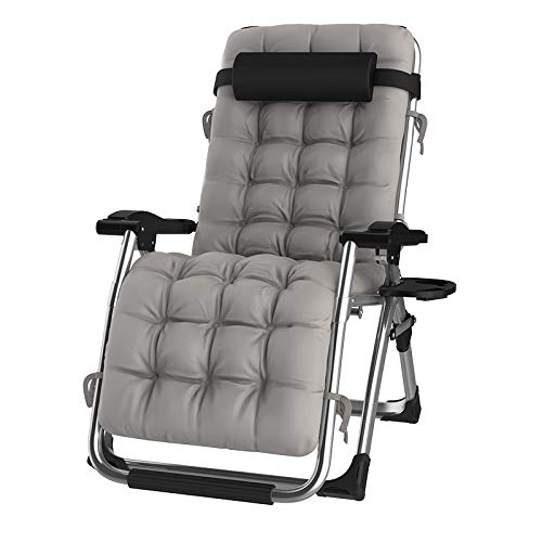 DQCHAIR Übergroßer Garten, Der for Schwerlastmenschen, Nullgravitation-Sonnenliege-Stuhl for Im Freienpatio-Rasen-Plattform-tragbare Stühle, Unterstützung 200kg Stützt (Color : Gray) von DQCHAIR