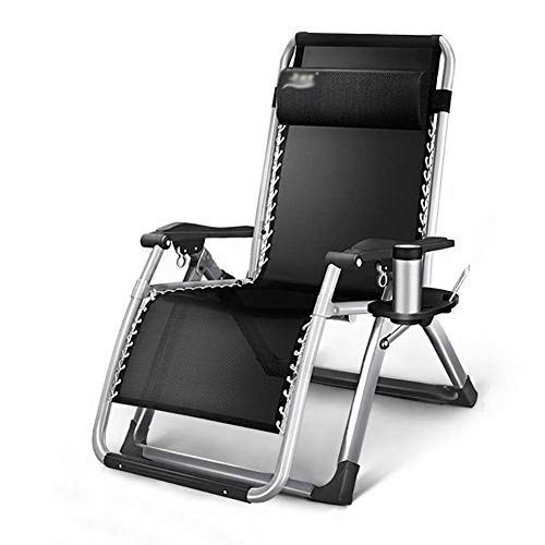 DQCHAIR Verstellbarer Gartenstuhl Im Garten & im Freien Klappbarer Liegestuhl Schwerelosigkeit Patio-Stuhl Unterstützt bis zu 200 kg (Color : Silver Black) von DQCHAIR