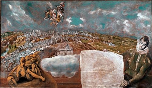 DQCJIYIGL Bekannt Leinwand Drucken Poster Bilder Leinwand Blick auf die stadt toledo in spanien und das flugzeug Unten Rechts Gemälde von el greco Wand Bilder Dekoration für Office Home Decor 60x90cm von DQCJIYIGL