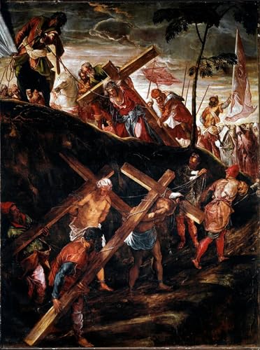 DQCJIYIGL Bekannt Leinwand Drucken Poster Bilder Leinwand Der Aufstieg zum Kalvarienberg von Jacopo Robusti Tintoretto Wand Bilder Dekoration für Office Home Decor 60x90cm von DQCJIYIGL
