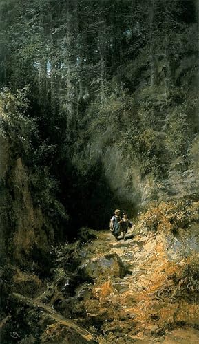 DQCJIYIGL Bekannt Leinwand Drucken Poster Bilder Leinwand Kinder im Wald von Carl Spitzweg Wand Bilder Dekoration für Office Home Decor 60x90cm von DQCJIYIGL