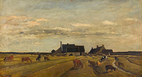 DQCJIYIGL Bekannt Leinwand Drucken Poster Bilder Leinwand baauernhof in Kerity Bretagne von Charles Francois Daubigny Wand Bilder Dekoration für Office Home Decor 60x90cm von DQCJIYIGL