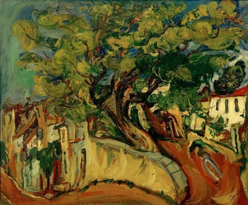 DQCJIYIGL Bekannt Poster Wandbilder Dekoration Wandbild Landschaft in cagnes mit baum von chaim Soutine Leinwand Drucke für Wanddekoration 60x90cm von DQCJIYIGL