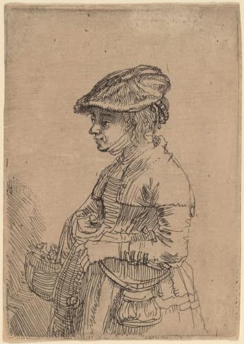 DQCJIYIGL Bekannt Poster Wandbilder Dekoration Wandbild Mädchen mit Korb von Rembrandt Van Rijn Leinwand Drucke für Wanddekoration 60x90cm von DQCJIYIGL