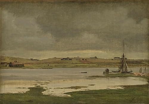 DQCJIYIGL Bekannt Poster Wandbilder Dekoration Wandbild der Fjord bei Hadsund Jütland Bewölktes Wetter von Vilhelm Kyhn Leinwand Drucke für Wanddekoration 60x90cm von DQCJIYIGL