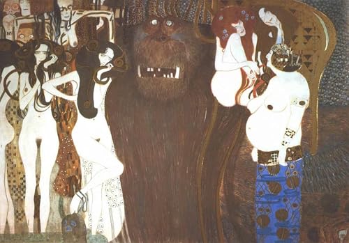 DQCJIYIGL Berühmte Gemälde HD Leinwanddruck Graffti Kunst Poster Beethovenfries Die Feindseligkeit Der Gegnerischen Kräfte von Gustav Klimt Kunst Porträt für Schlafzimmer Home Decor 60x90cm von DQCJIYIGL