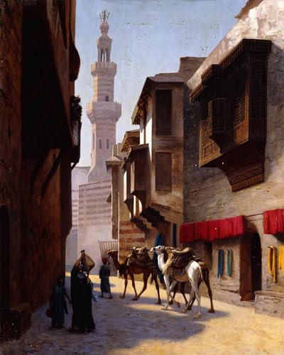 DQCJIYIGL Berühmte Gemälde HD Leinwanddruck Graffti Kunst Poster Eine Straße in Kairo von Jean Leon Gerome Kunst Porträt für Schlafzimmer Home Decor 60x90cm von DQCJIYIGL