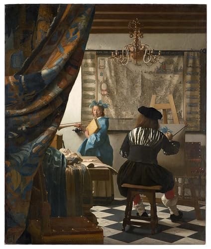 DQCJIYIGL Berühmte Gemälde HD Leinwanddruck Graffti Kunst Poster die Allegorie der Malerei von Jan Vermeer Van Delft Kunst Porträt für Schlafzimmer Home Decor 60x90cm von DQCJIYIGL