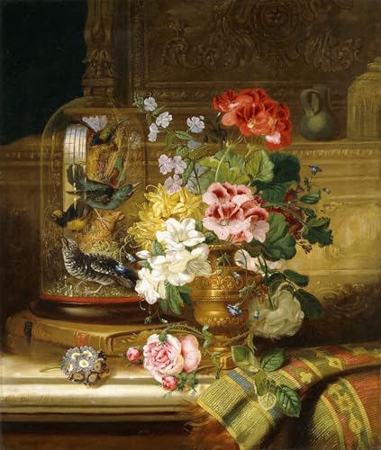 DQCJIYIGL Berühmte Gemälde HD Leinwanddruck Graffti Kunst Poster eine Vase mit verschiedenen Blumen und Singvögeln auf einem Sims von William Wainwright für Schlafzimmer Home Decor 60x90cm DQCJIYIGL Berühmte Gemälde HD Leinwanddruck Graffti Kunst Poster eine Vase mit verschiedenen Blumen und Singvögeln auf einem Sims von William Wainwright für Schlafzimmer Home Decor 60x90cm von DQCJIYIGL