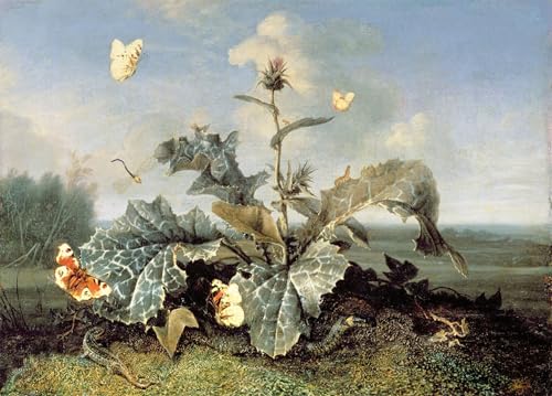 DQCJIYIGL Berühmte Gemälde Leinwand Plakat Abstrakter Druck Der Klettenbusch von Otto Marseus Van Schrieck Tier Poster für Heimtextilien 60x90cm von DQCJIYIGL