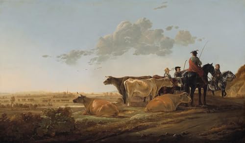 DQCJIYIGL Berühmte Gemälde Leinwand Plakat Abstrakter Druck Landschaft mit Hirten von Aelbert Cuyp Tier Poster für Heimtextilien 60x90cm von DQCJIYIGL