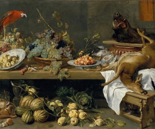DQCJIYIGL Berühmte Gemälde Leinwand Plakat Abstrakter Druck Stillleben mit Obst Gemüse und Toten von Frans Snyders oder Snijders Tier Poster für Heimtextilien 60x90cm von DQCJIYIGL