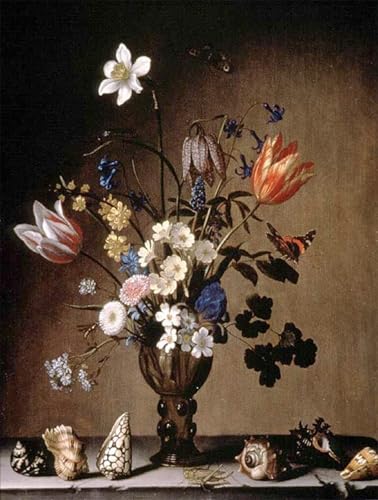DQCJIYIGL Berühmte Gemälde Leinwand Plakat Abstrakter Druck Stillleben mit blumen und muscheln von balthasar van der ast Tier Poster für Heimtextilien 60x90cm von DQCJIYIGL