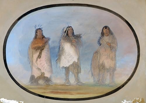 DQCJIYIGL Berühmte Gemälde Leinwanddruck Kunst Wandmalereien Kunstwerk Drei angesehene Kriegerinnen des Sioux-Stammes von George Catlin Poster Bilder für Wohnzimmerdekoration 60x90cm von DQCJIYIGL