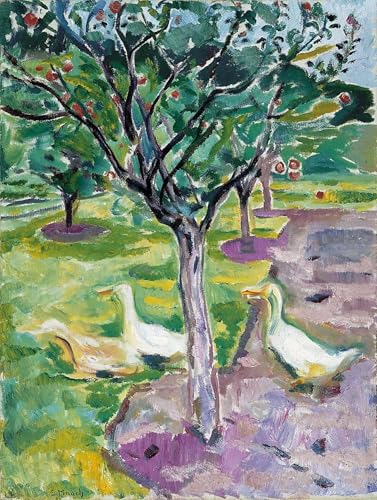 DQCJIYIGL Berühmte Gemälde Leinwanddruck Kunst Wandmalereien Kunstwerk Gänse in einem Obstgarten von edvard munch Poster Bilder für Wohnzimmerdekoration 60x90cm von DQCJIYIGL