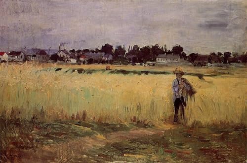 DQCJIYIGL Berühmte Gemälde Leinwanddruck Kunst Wandmalereien Kunstwerk In den weizenfeldern von gennevilliers von berthe Morisot Poster Bilder für Wohnzimmerdekoration 60x90cm von DQCJIYIGL