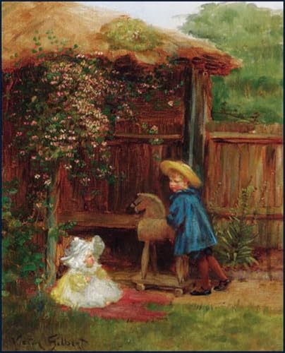 DQCJIYIGL Berühmte Gemälde Leinwanddruck Kunst Wandmalereien Kunstwerk Spielzeit im sommerhaus von gabriel gilbert Poster Bilder für Wohnzimmerdekoration 60x90cm von DQCJIYIGL
