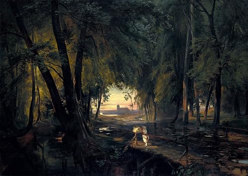 DQCJIYIGL Berühmte Gemälde Leinwanddruck Kunst Wandmalereien Kunstwerk Waldweg bei Spandau von Carl Blechen Poster Bilder für Wohnzimmerdekoration 60x90cm von DQCJIYIGL