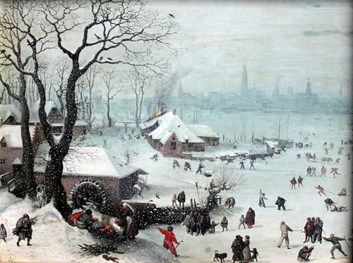 DQCJIYIGL Berühmte Gemälde Leinwanddruck Kunst Wandmalereien Kunstwerk Winterlandschaft bei Antwerpen mit Schneefall von Lucas Van Valckenborch Poster Bilder für Wohnzimmerdekoration 60x90cm von DQCJIYIGL