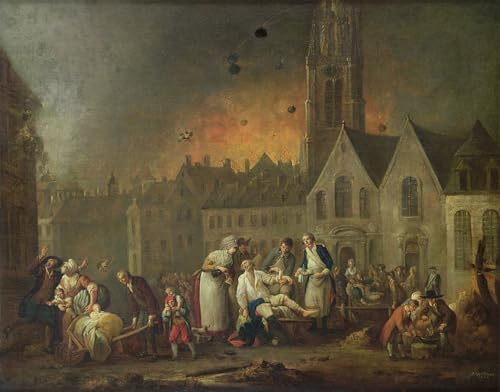 DQCJIYIGL Berühmte Gemälde Leinwanddruck Kunst Wandmalereien Kunstwerk der Grand Place in Lille während der Belagerung durch Francois Louis Watteau Poster Bilder für Wohnzimmerdekoration 60x90cm von DQCJIYIGL