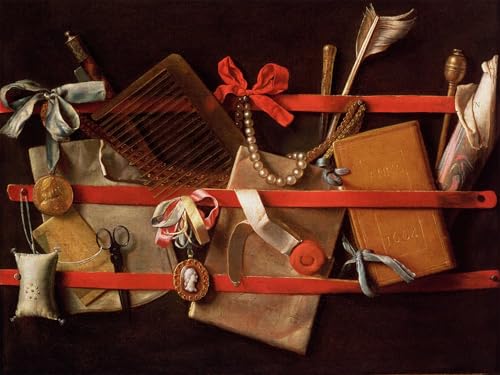 DQCJIYIGL Berühmte Gemälde Leinwanddruck Kunst Wandmalereien Kunstwerk ein Trompe L'oeil aus an einem Briefständer befestigten Objekten von Samuel Van Hoogstraten für Wohnzimmerdekoration 60x90cm von DQCJIYIGL