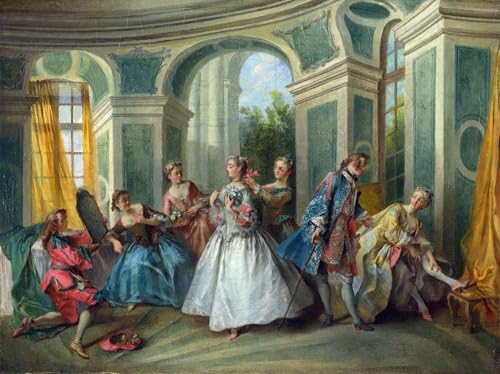 DQCJIYIGL Leinwanddruck Kunst Wandmalereien Kunstwerk Lancret Nicolas die vier Lebensalter des Mannes Jugend Öl auf Leinwand Rokoko von Nicolas Lancret für Wohnzimmerdekoration 60x90cm von DQCJIYIGL