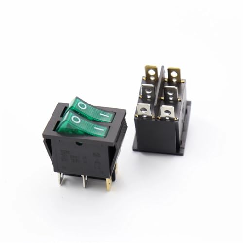 1Pcs 220V switch KCD4 boat-shaped rocker power button on-0ff Double green light von DQFOCPHHAA
