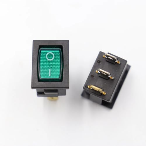 5Pcs boat switch KCD1-103 3feet 2 files with green lights 220V Rocker power switch 15 * 21MM 3pin With light von DQFOCPHHAA