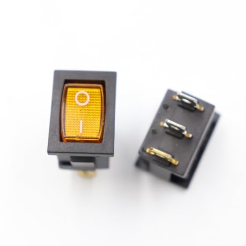 5Pcs boat switch KCD1-103 3feet 2 files with yellow lights 220V Rocker power switch 15 * 21MM 3pin With light von DQFOCPHHAA