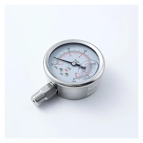 DQFOCPHHAA 1/4" NPT Base Glycerin Filled Pressure Gauge Meter -1-10Bar Stable Performance Double Scale Gauge Manometer Pressure Tester DQFOCPHHAA 1/4" NPT Base Glycerin Filled Pressure Gauge Meter -1-10Bar Stable Performance Double Scale Gauge Manometer Pressure Tester von DQFOCPHHAA