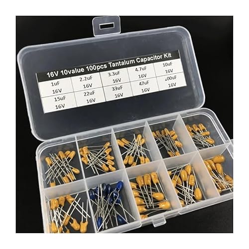 DQFOCPHHAA 10values 100pcs 16V 1uF 2.2uF 3.3uF 4.7uF 10uF 15uF 22uF 33uF 47uF 100uF Tantalum Capacitor Assorted kit with Storage Box DQFOCPHHAA 10values 100pcs 16V 1uF 2.2uF 3.3uF 4.7uF 10uF 15uF 22uF 33uF 47uF 100uF Tantalum Capacitor Assorted kit with Storage Box von DQFOCPHHAA