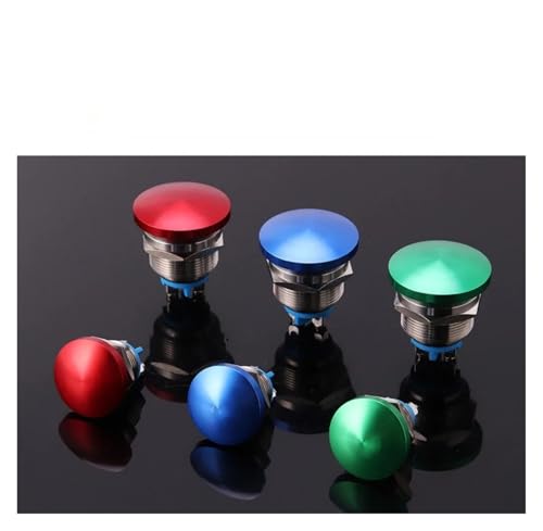 DQFOCPHHAA 16mm19mm22mm Metal Mushroom Head Button Switch Waterproof Aluminum Oxide small self Reset Start Emergency Stop Button(Red,22mm) von DQFOCPHHAA