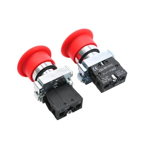 DQFOCPHHAA 1NC 1NO Momentary Latching 22mm Red Mushroom Emergency Stop Push Button Switch 600V 10A NP2-BE101 Equipment Lift Elevat LIUZIIHAYIN(1NC Latching) von DQFOCPHHAA