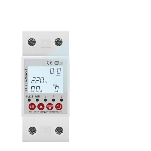 DQFOCPHHAA 2P 63A Smart Circuit Earth Leakage Over Under Voltage Protector Relay Device Switch Breaker Power kWh Meter von DQFOCPHHAA