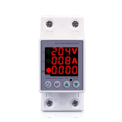 DQFOCPHHAA 63A 230V 3IN1 Display Din Rail Adjustable Over and Under Voltage Protective Device Protector Relay with Over Current Protection von DQFOCPHHAA