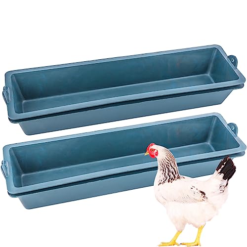 4 Pack Hühnerfutterspender Kunststoff Futtertrog Eimer für Huhn Ente Taube Vogel Vieh Haustier Geflügel (Länge 41,9 cm) von DQITJ