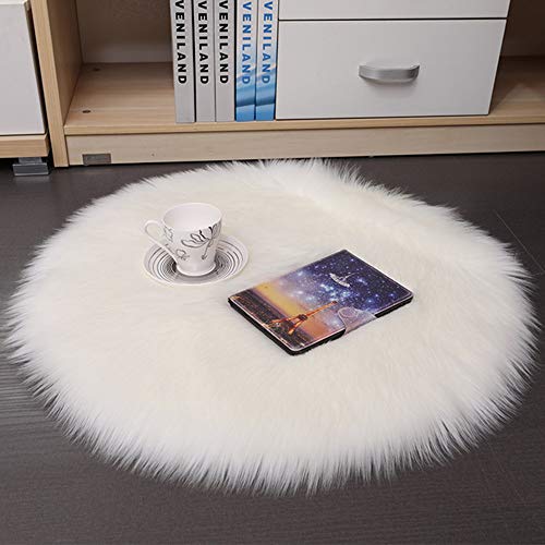 DQMEN Spitzenqualität Lammfellimitat Teppich, Kunstfell Dekofell Lammfellimitat Teppich Longhair Fell Nachahmung Wolle Bettvorleger Sofa Matte (Weiß, 45 X 45 cm) von DQMEN