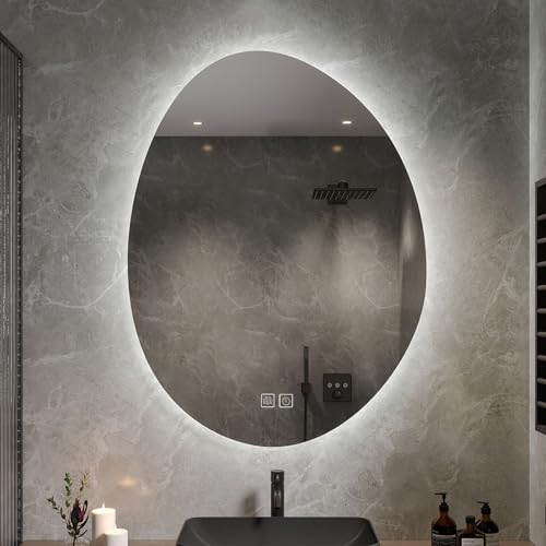 LED Beleuchteter Badezimmerspiegel,50x70cm|60x80cm|70x90cm Unregelmäßiger Teardrop-Spiegel,Dimmbarer Wandspiegel Mit Anti-Beschlag,3 Farben Temperatur & Dimmbar,Smart Touch (Size:70x90cm,Color:Stil A) LED Beleuchteter Badezimmerspiegel,50x70cm|60x80cm|70x90cm Unregelmäßiger Teardrop-Spiegel,Dimmbarer Wandspiegel Mit Anti-Beschlag,3 Farben Temperatur & Dimmbar,Smart Touch (Size:70x90cm,Color:Stil A) von DQRMVV